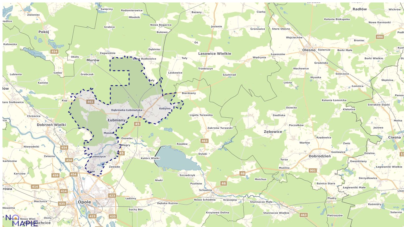 Mapa obszarów ochrony przyrody Łubnian