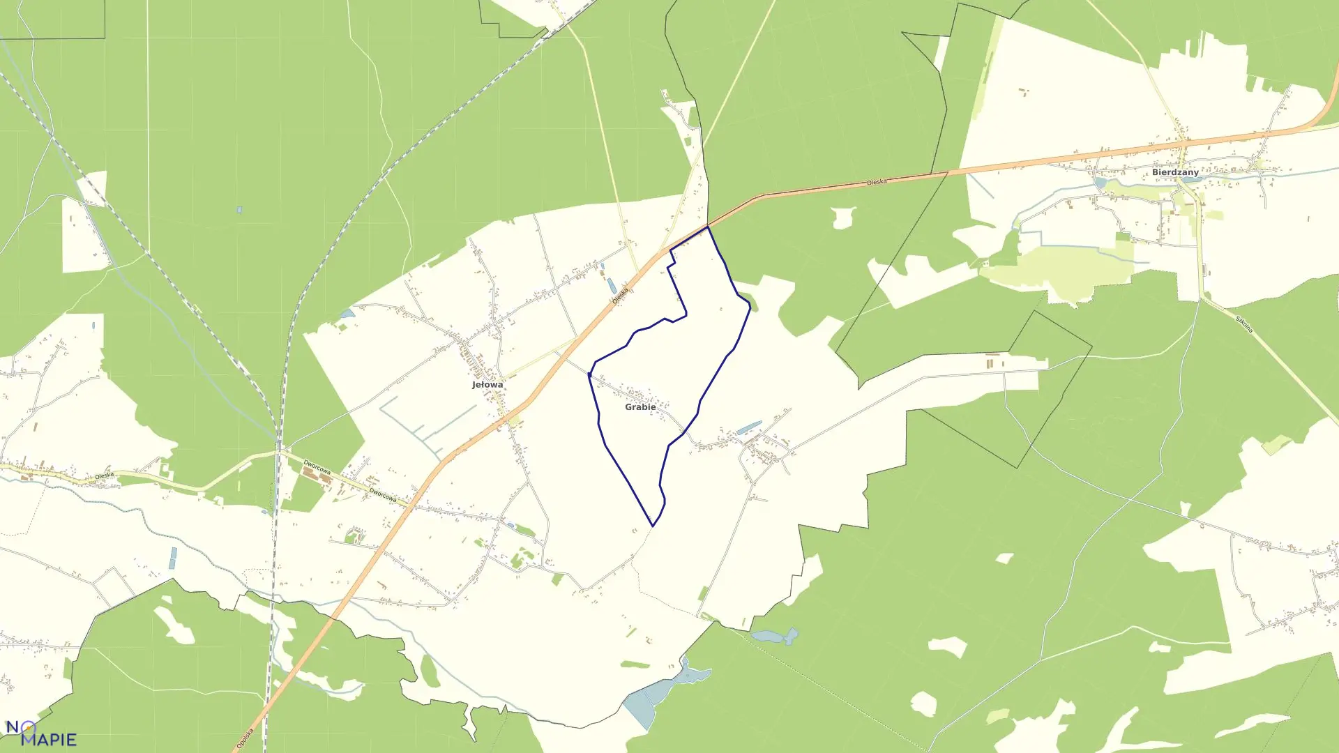 Mapa obrębu GRABIE w gminie Łubniany