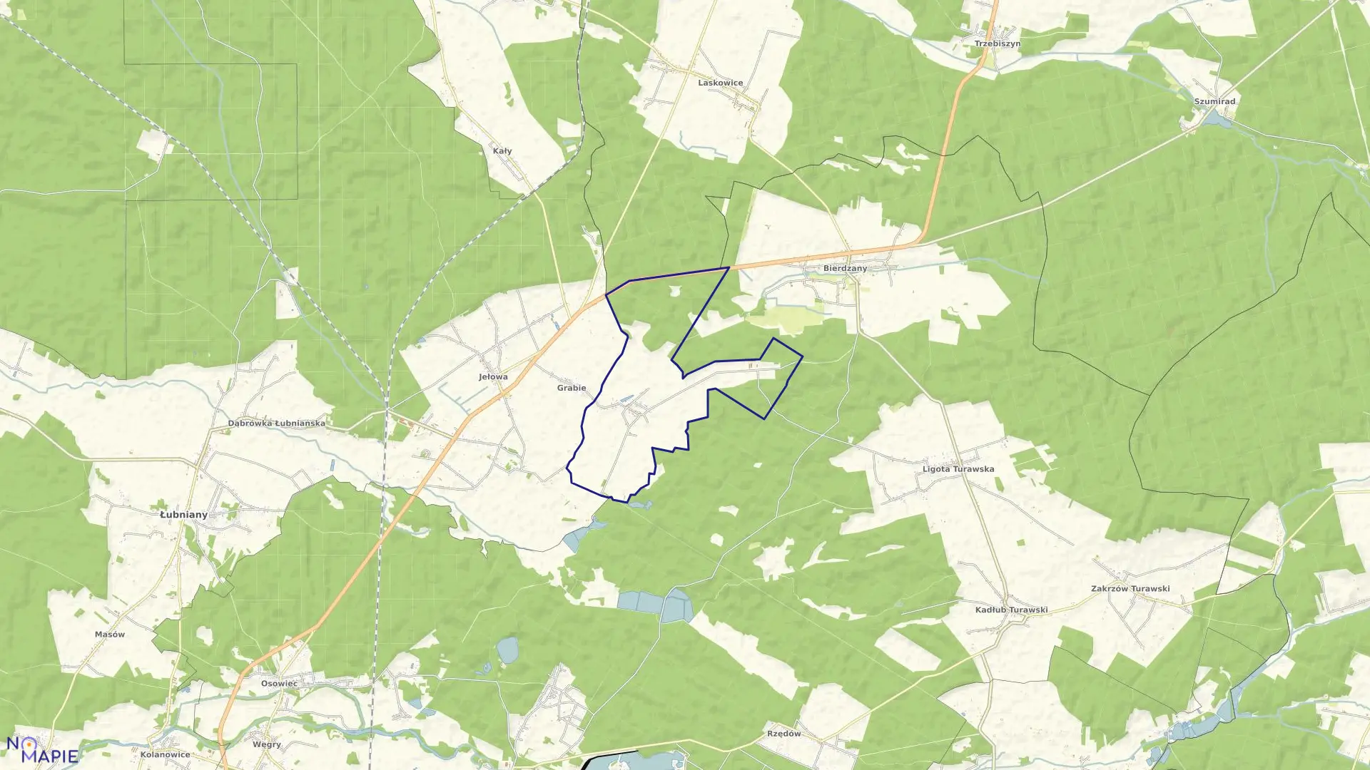 Mapa obrębu KOBYLNO w gminie Łubniany