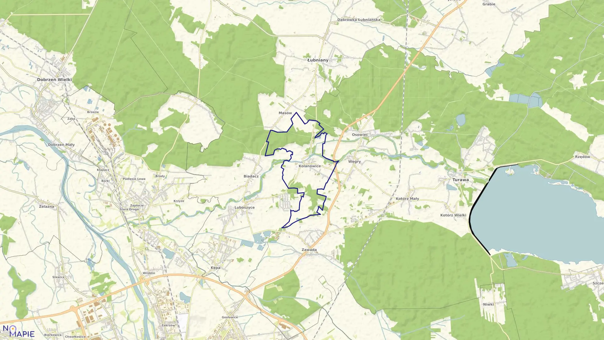 Mapa obrębu KOLANOWICE w gminie Łubniany